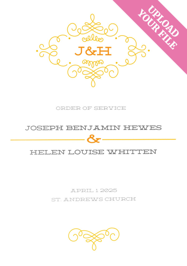 Upload your own file wedding order of service product